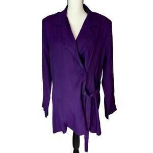 Wrap Vintage Thin Evening Coat in Deep Plum Purple Midnight Velvet Women's 12 XL